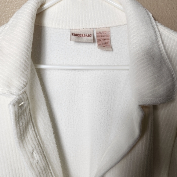 Crossroads Vintage Cream Heavy Fleece Button Front Shirt Jacket Shacket-Size XL - Picture 6 of 6